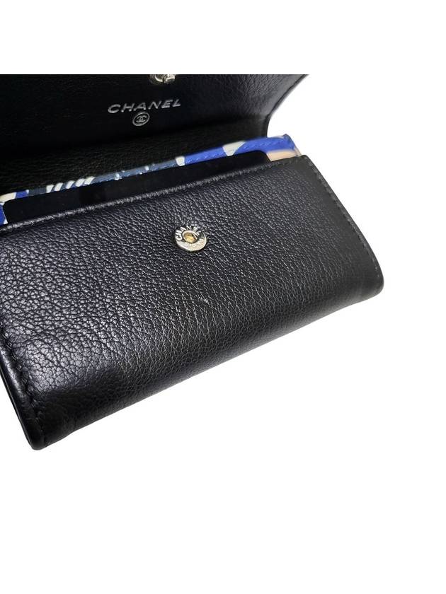 Women s A81645 Black CC Camellia Logo Goat Skin Card Wallet - CHANEL - BALAAN 7