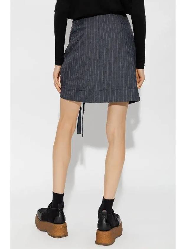 Women's Striped A-Line Skirt Grey - GANNI - BALAAN 4