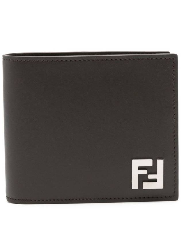 FF Square Leather Bi-Fold Half Wallet Brown - FENDI - BALAAN 2