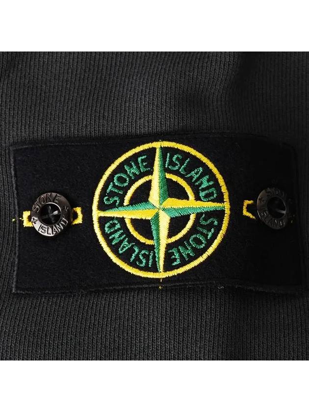 Logo Patch Zip-Up Hoodie Black - STONE ISLAND - BALAAN 5