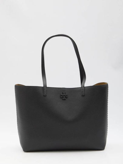 McGraw Logo Leather Tote Bag Black - TORY BURCH - BALAAN 2