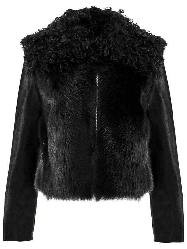 Women's Black Sheepskin Shearling Mustang Jacket AAWOU0256LE01 - 1017 ALYX 9SM - BALAAN 1