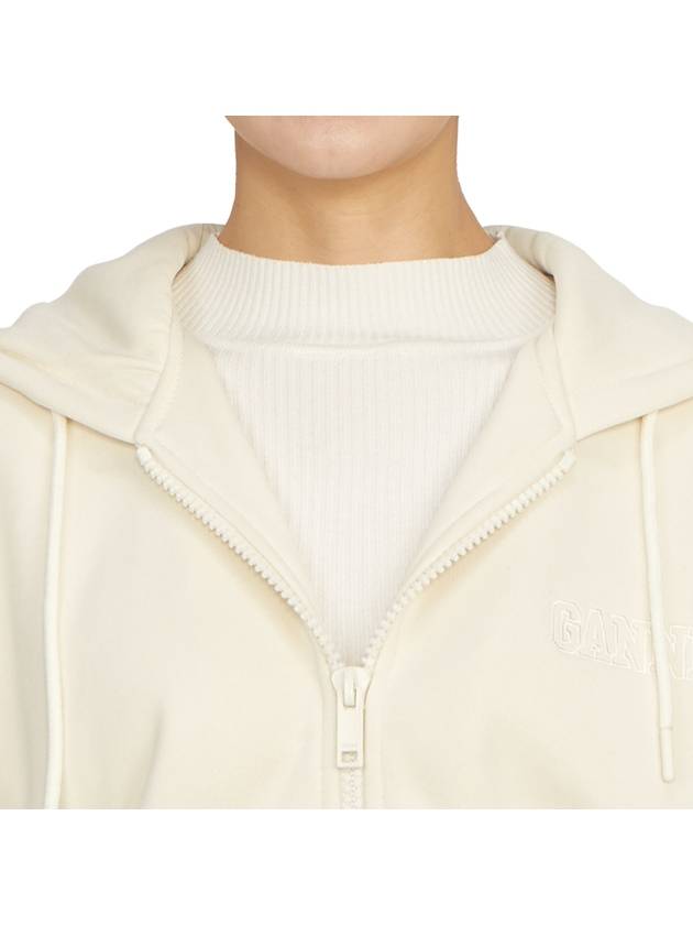 Logo Zip-Up Hoodie Cream - GANNI - BALAAN 9