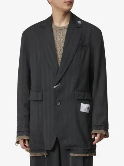 Wide Herringbone Jacket Black - MAISON MIHARA YASUHIRO - BALAAN 2