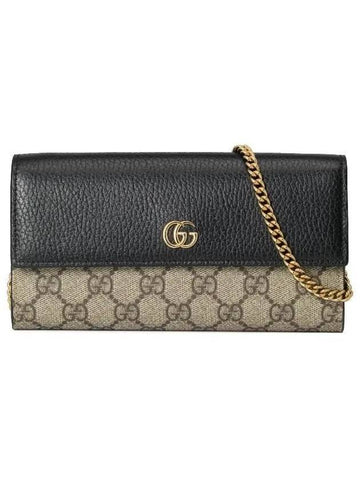 GG Marmont Chain Cross Bag Black Leather GG Supreme - GUCCI - BALAAN 1