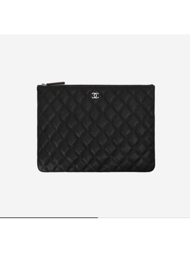 Medium Classic Clutch Bag Caviar Leather & Silver Black - CHANEL - BALAAN 2