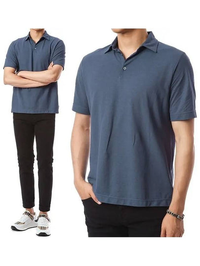 Men's Cotton Polo Shirt Blue - ZANONE - BALAAN 2