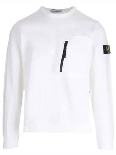 Logo Patch Cotton Crew Neck Sweatshirt White - STONE ISLAND - BALAAN 2