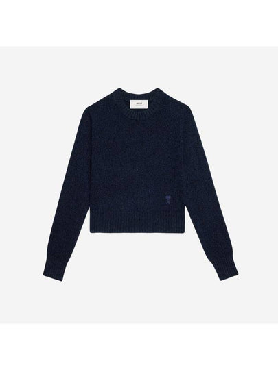 Heart Logo Cashmere Knit Top Navy - AMI - BALAAN 2