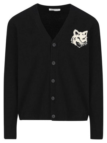 Fox Head Intarsia Comfort Cardigan Black - MAISON KITSUNE - BALAAN 1