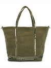 Women's Cabas Small Linen Tote Bag Green - VANESSA BRUNO - BALAAN 5