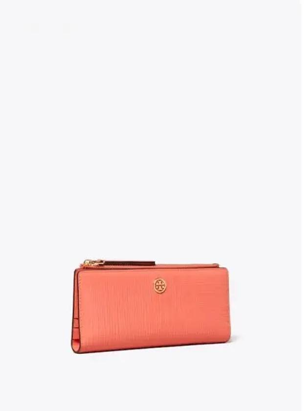 Robinson Crohatched Zip up Slim Card Wallet Half Coral Crush Domestic Product GM0024080695709 - TORY BURCH - BALAAN 1