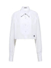 Logo Poplin Cotton Shirt White - MIU MIU - BALAAN 7