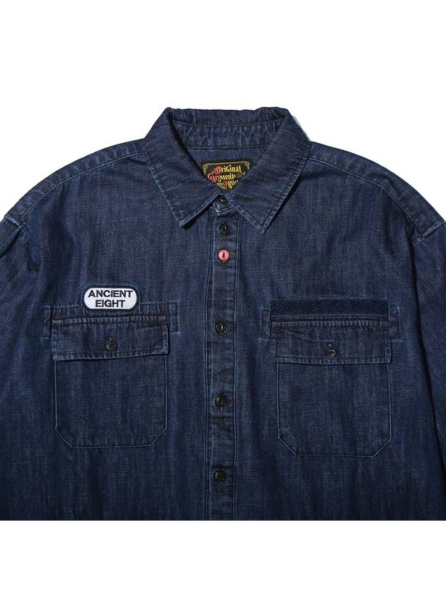 Point Denim Detail Long Sleeve Shirt Jacket Blue - OGARP - BALAAN 4