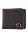 Men's Signature V Logo Half Wallet Brown - VALENTINO - BALAAN 1