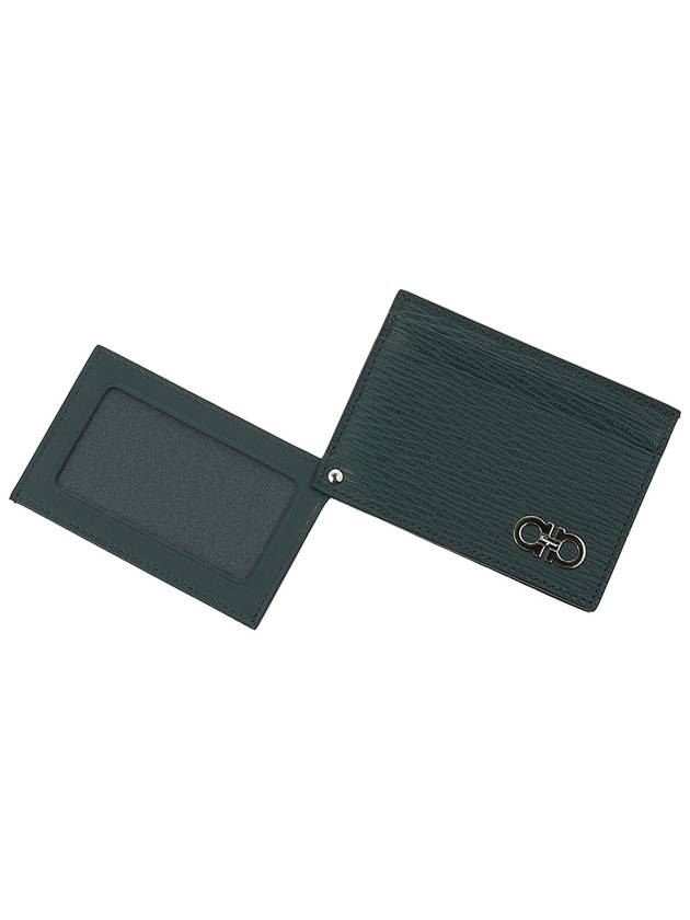 Double Gancini Leather Card Wallet Green - SALVATORE FERRAGAMO - BALAAN 10