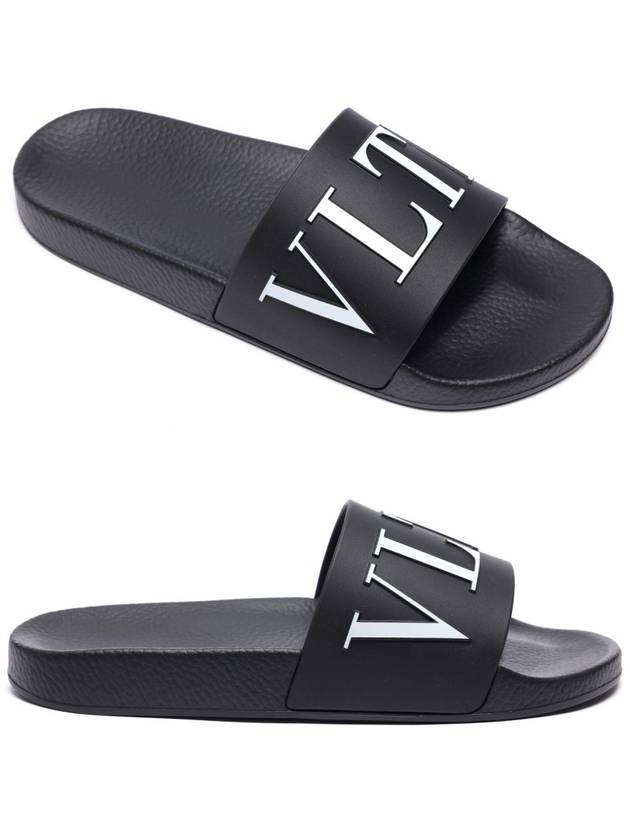 VLTN logo rubber slippers black - VALENTINO - BALAAN.