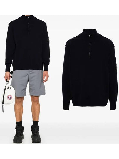 Lambswool GRS Half Zip-Up Knit Top Navy - CP COMPANY - BALAAN 2