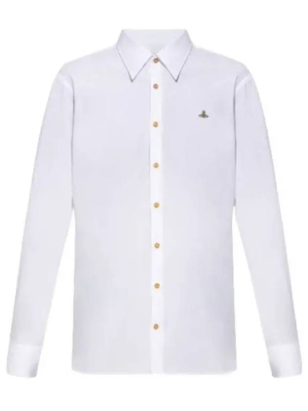 Men's Embroidered ORB Long Sleeve Shirt White - VIVIENNE WESTWOOD - BALAAN 2