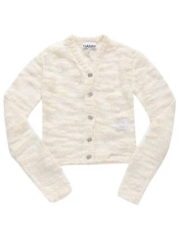 Alpaca Mohair Boucle Cardigan Ivory - GANNI - BALAAN 2