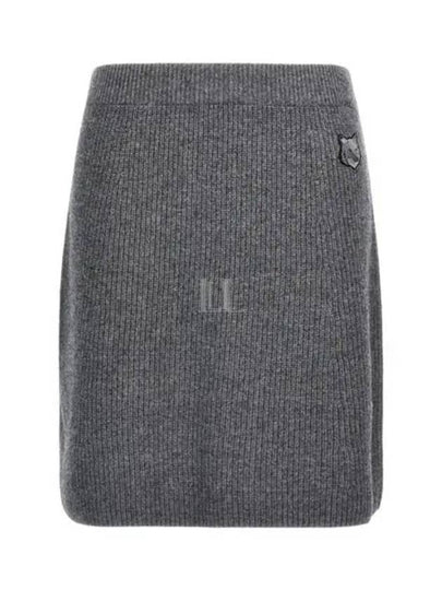 Fox Head Patch Skirt Medium Grey Melange - MAISON KITSUNE - BALAAN 2