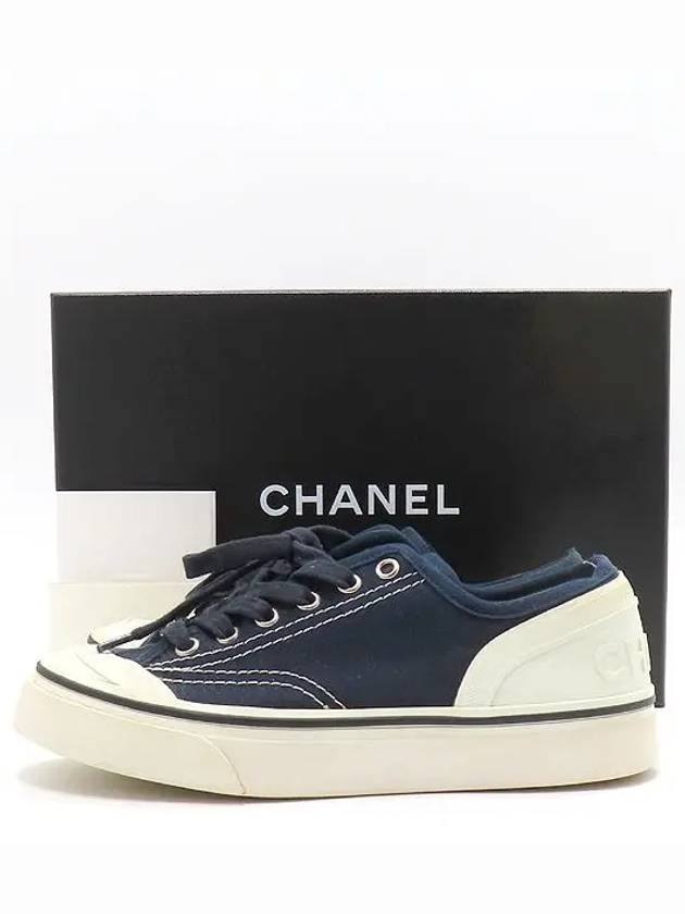 G34760 Navy canvas back logo sneakers size 35 220mm - CHANEL - BALAAN 1