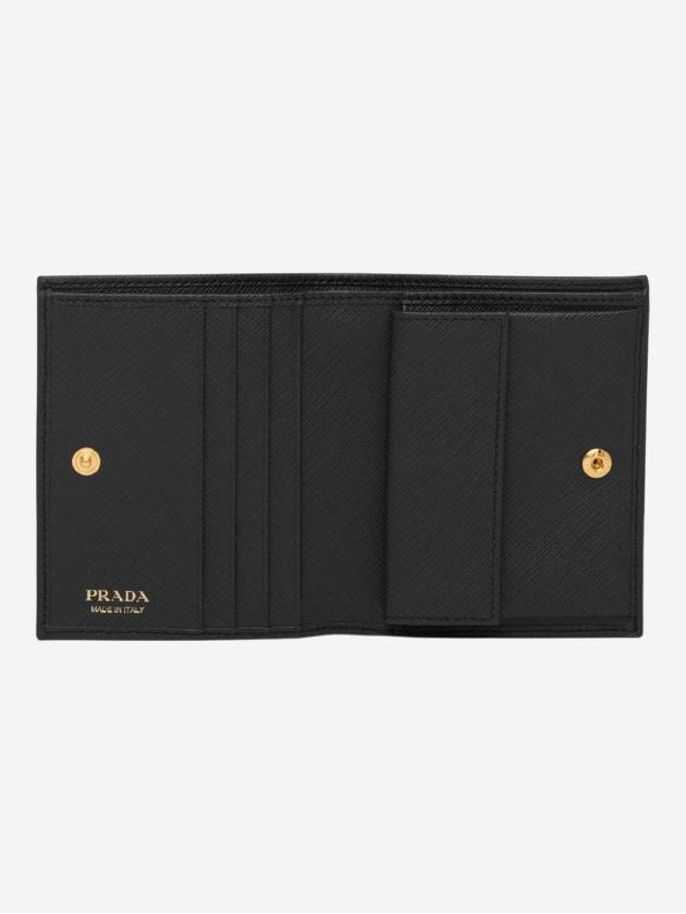 Gold Hardware Triangle Logo Saffiano Half Wallet Black - PRADA - BALAAN 4