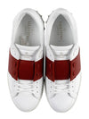 Men's Rockstude Open Leather Low Top Sneakers White Red - VALENTINO - BALAAN 4