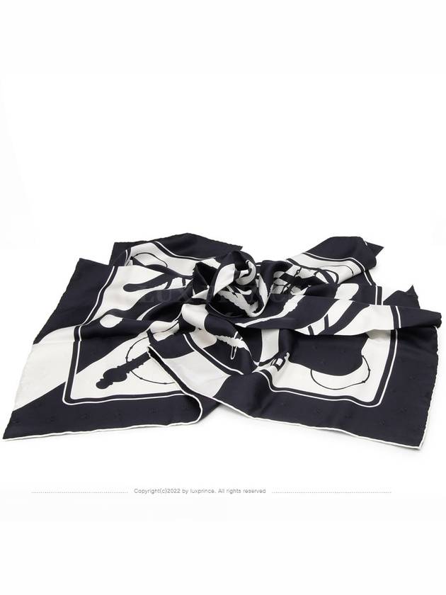 Carr silk scarf 90 navy 1217rt - HERMES - BALAAN 6