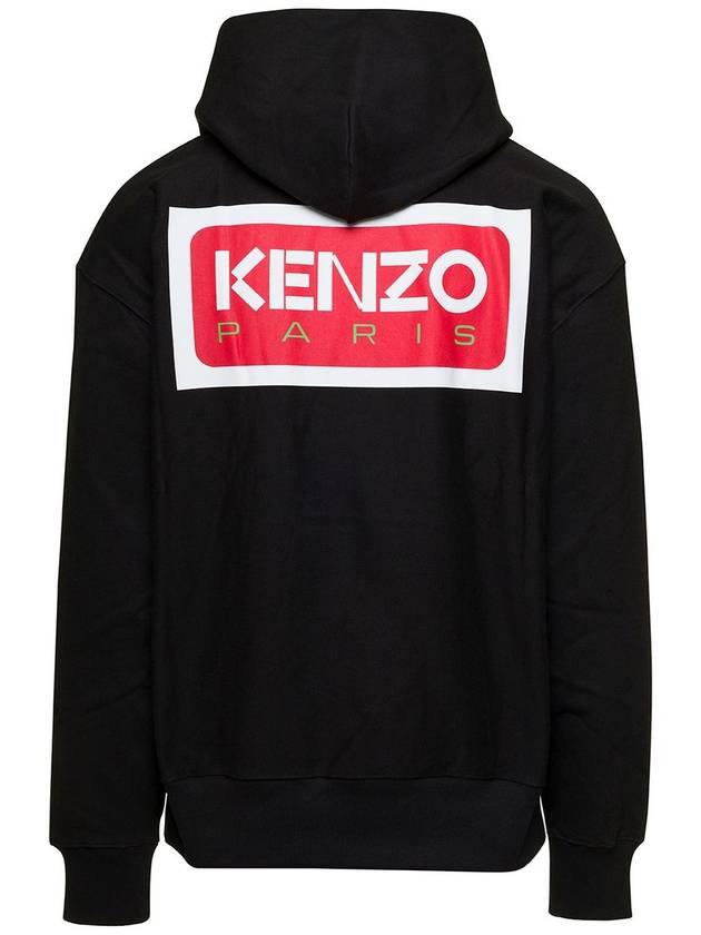 Paris Logo Oversized Hoodie Black - KENZO - BALAAN 3