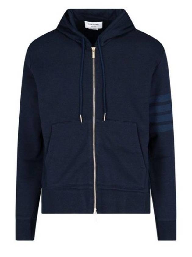 Men's Diagonal Armband Loopback Relaxed Fit Zip Up Hoodie Navy - THOM BROWNE - BALAAN 2