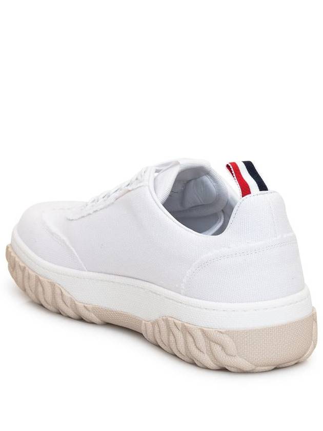 Frayed Canvas Cable Knit Sole Field Shoes White - THOM BROWNE - BALAAN 4