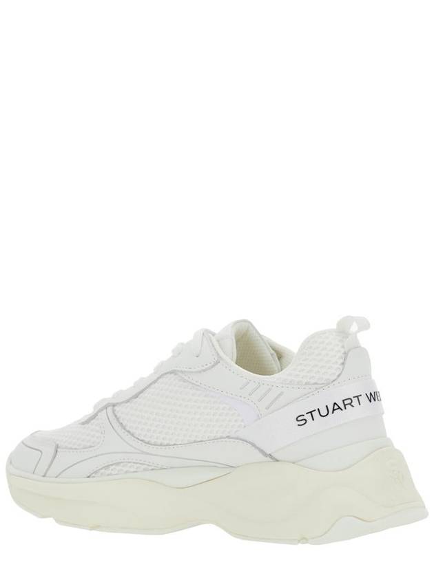 White Sneakers With Logo Embroidery On The Side And Logo Patch On The Heel In Leather And Mesh Woman - STUART WEITZMAN - BALAAN 3