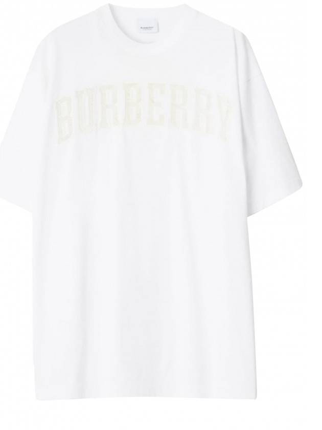 Lace Logo Cotton Oversized Short Sleeve T-Shirt White - BURBERRY - BALAAN 5