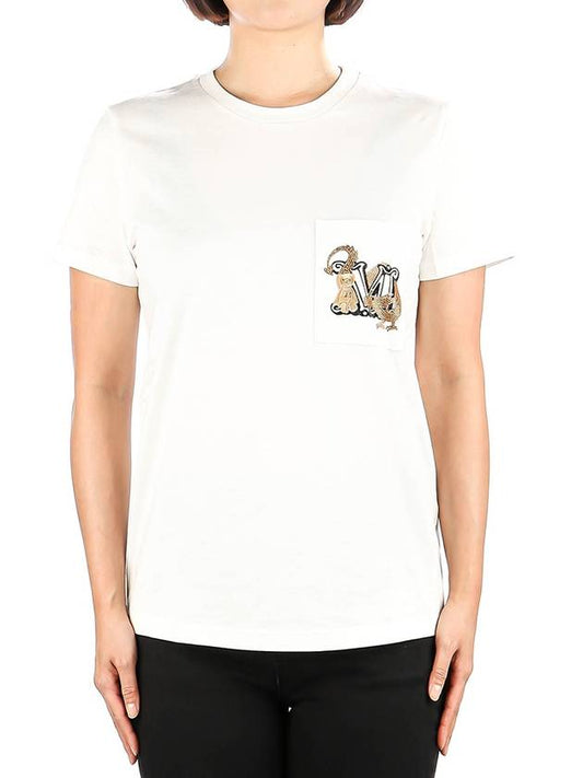 Women's Elmo Logo Detail Short Sleeve T-Shirt White - MAX MARA - BALAAN 2