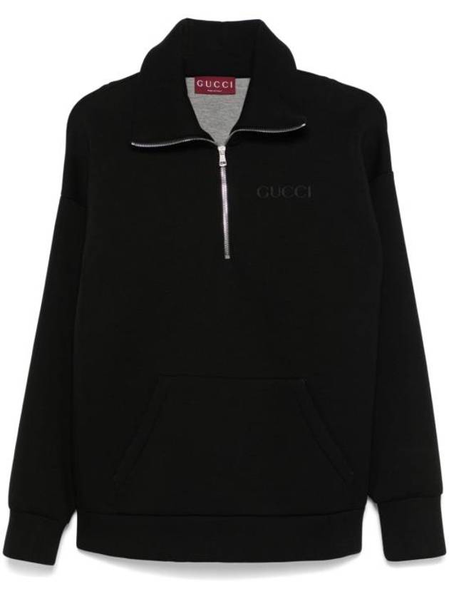 Viscose Jersey Zip Sweatshirt Black - GUCCI - BALAAN 2