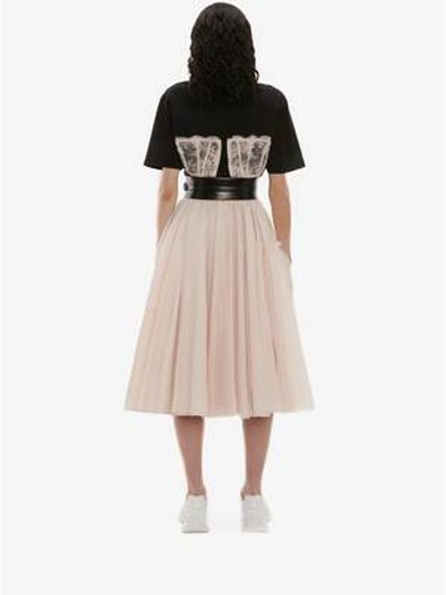 Lace Corset Print Short Sleeves T-Shirt Black - ALEXANDER MCQUEEN - BALAAN 6