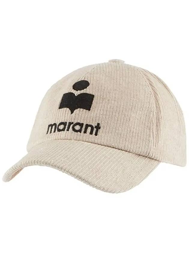 Tyron Embroidered Logo Corduroy Ball Cap Ivory - ISABEL MARANT - BALAAN 5