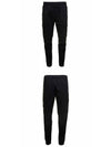 Garment Dyed Cotton Wool Satin Cargo Track Pants Black - STONE ISLAND - BALAAN 5