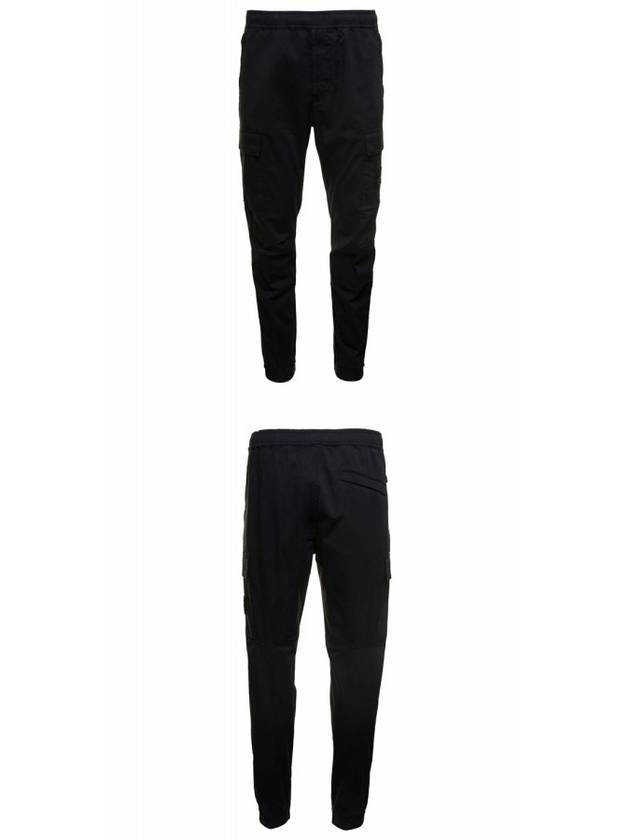 Garment Dyed Cotton Wool Satin Cargo Track Pants Black - STONE ISLAND - BALAAN 5