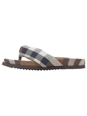 Checked Cotton Slides Birch Brown Slippers - BURBERRY - BALAAN 1