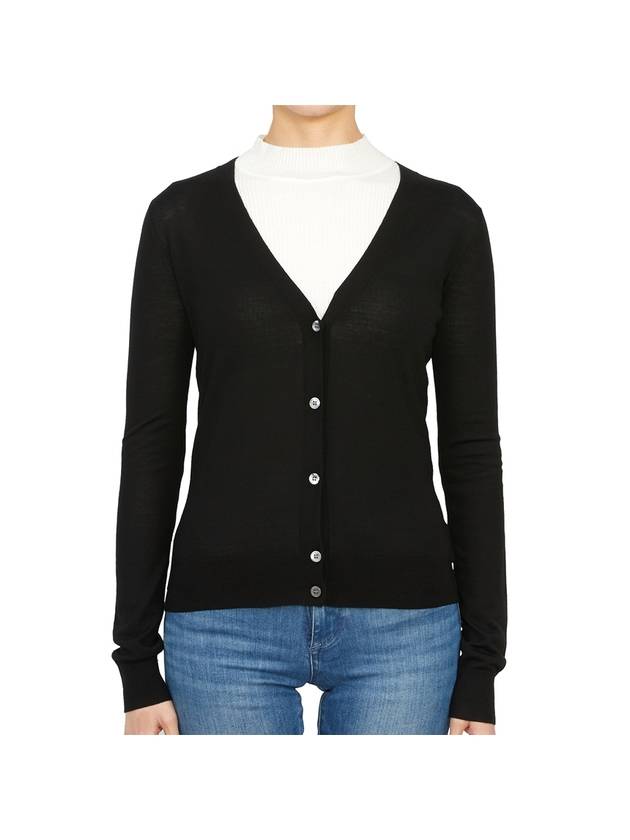 Fine Knit Wool Cardigan Black - THEORY - BALAAN 1