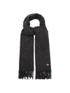 Small Tricolor Fox Wool Muffler Anthracite - MAISON KITSUNE - BALAAN.