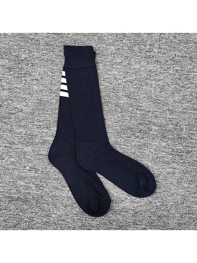 4-Bar Athletic Mid Calf Cotton Socks Navy - THOM BROWNE - BALAAN 5