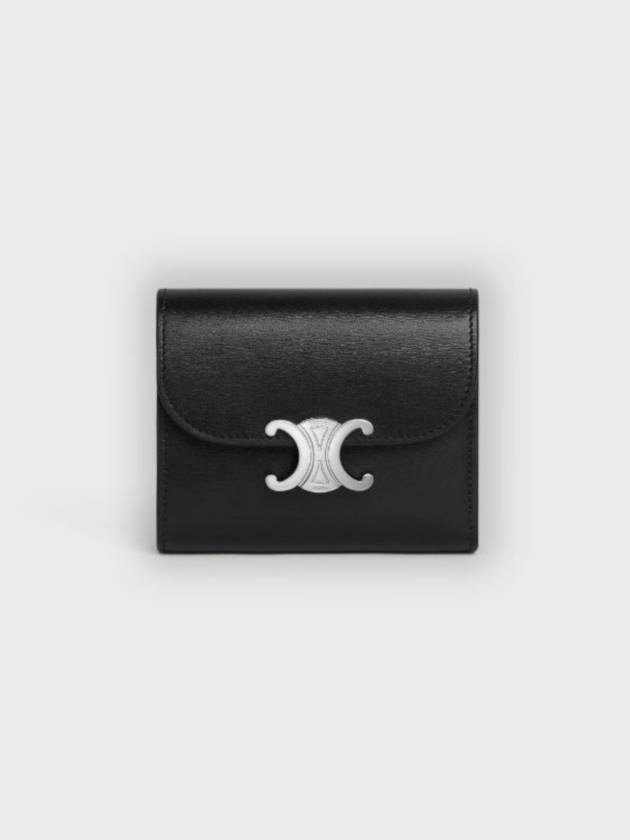 Shiny Triomphe Small Calfskin Half Wallet  Black - CELINE - BALAAN 2