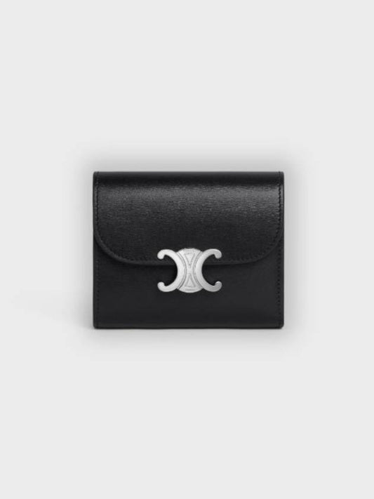 Shiny Triomphe Small Calfskin Half Wallet  Black - CELINE - BALAAN 2