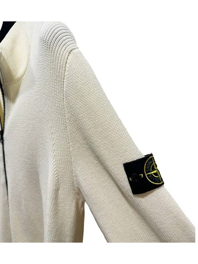 Logo Patch Knit Zip-up Cardigan Ivory - STONE ISLAND - BALAAN 4