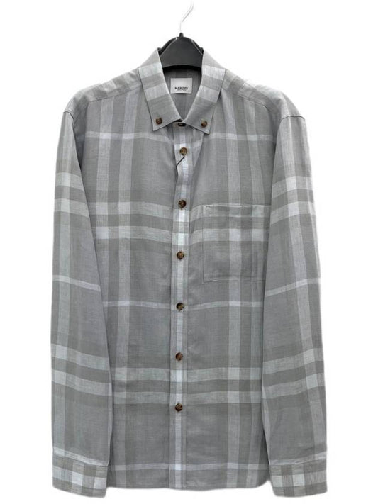 Check Long Sleeve Shirt Grey - BURBERRY - BALAAN.