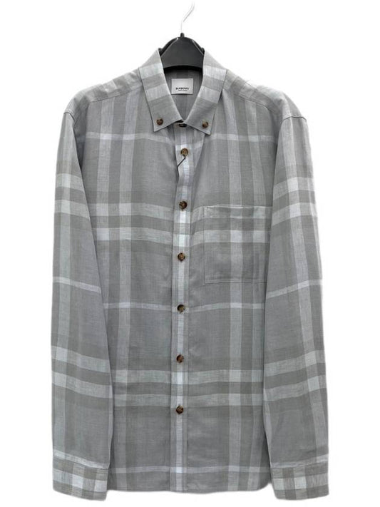 Check Long Sleeve Shirt Grey - BURBERRY - BALAAN 2