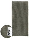 Wool Muffler Dusty Olive - GANNI - BALAAN 2